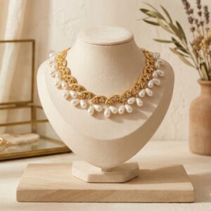 Collar de Gala: Oro y Perlas con Circonitas